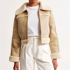 Abercrombie & Fitch Cream Sherpa Jacket